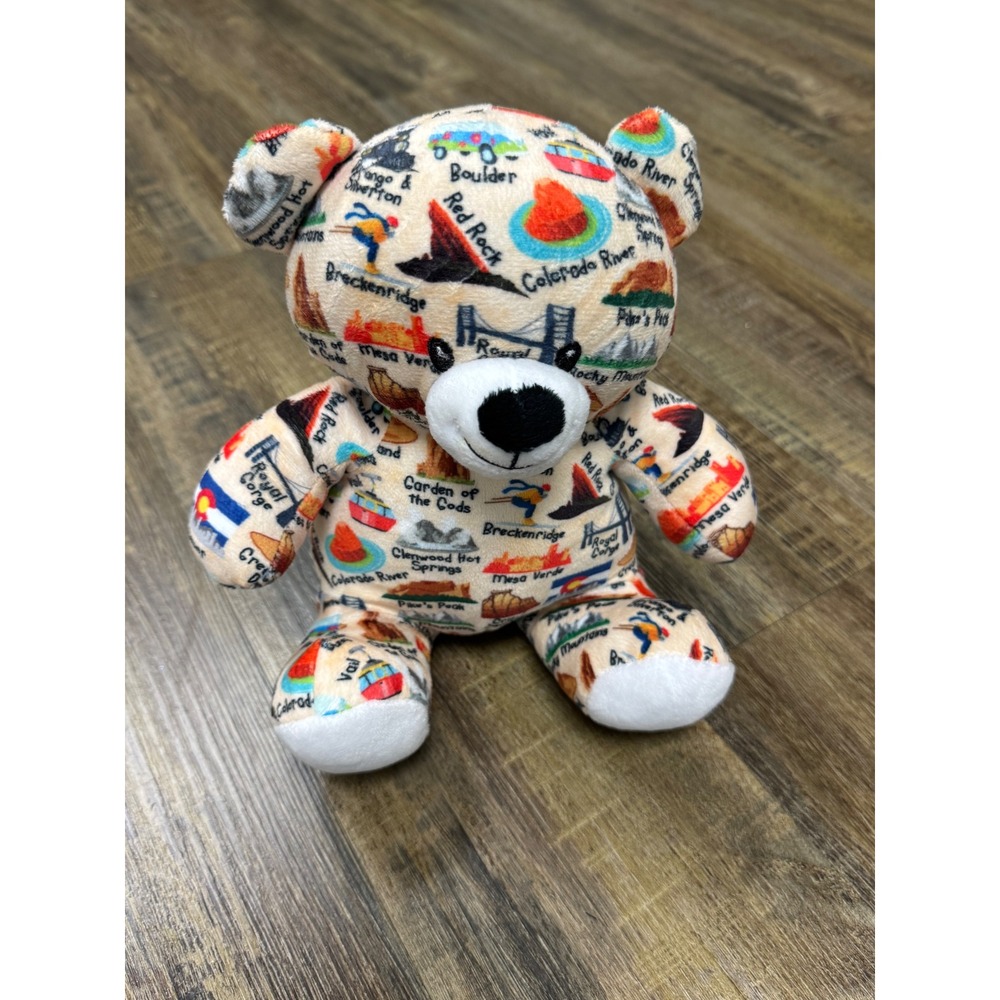 Plushology Colorado Souvenir Teddy Bear Kids OS Cream Good Landmark Print Plush